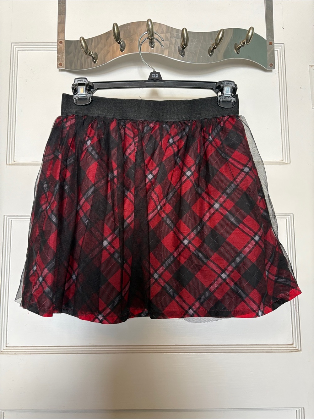 Disney Minnie Mouse Red Plaid Tulle Skirt Girl’s Size XL (14-16)